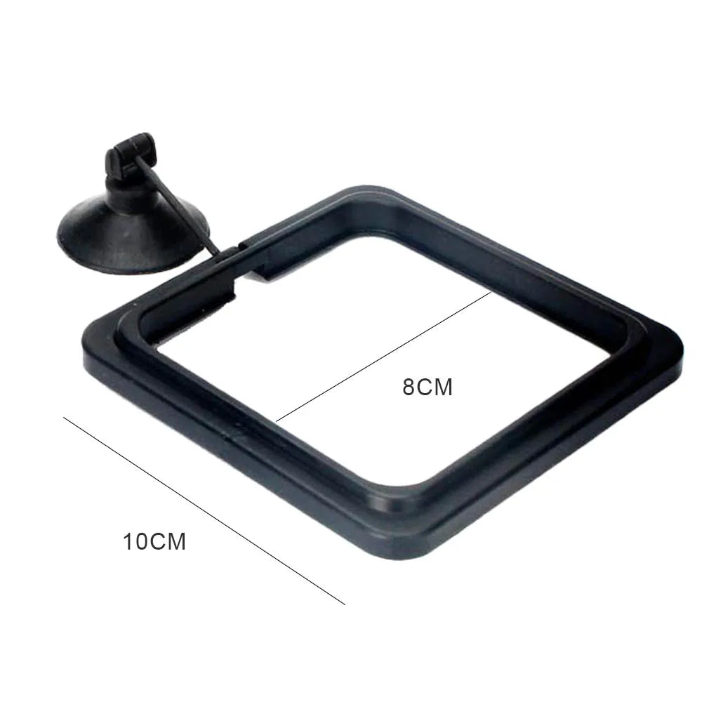 Aquarium Feeding Ring Fish Tank Station Floating Food Tray Feeder Square Circle Accessory Fish Food Feeder Suction Cup black