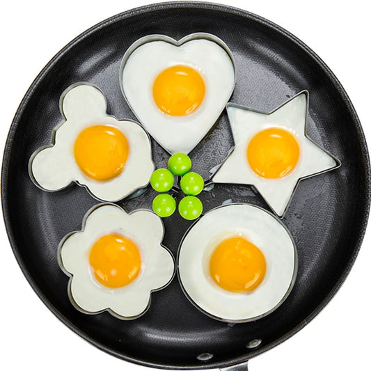 Stainless Steel 5Style Fried Egg Pancake Shaper Omelette Mold Mould Frying Egg Cooking Tools Kitchen Accessories Gadget Rings