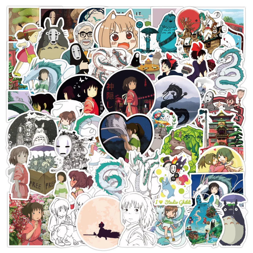 10/50/54/100Pcs Japanese Anime Stickers Ghibli Hayao Miyazaki Totoro Spirited Away Princess Mononoke KiKi Stationery Sticker