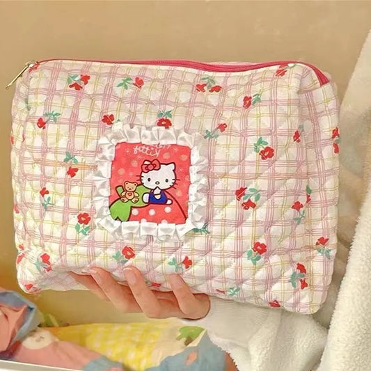 Anime Sanrio Hello Kittys Cosmetic Bag Kawaii Cartoon Cute Pattern Beauty Makeup Toiletry Storage Travel Bag Toy Girls Gifts