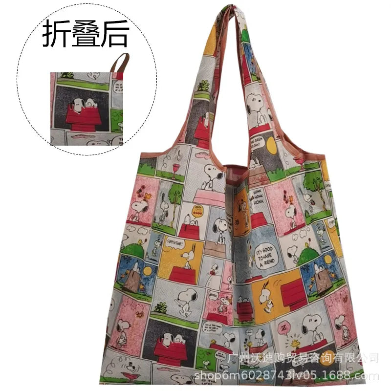 Sanrio Kawaii Snoopy Shopping Bag Tote Bag Grocery Bag Foldable and Easy To Carry Lightweight Waterproof Eco-Friendly Bag