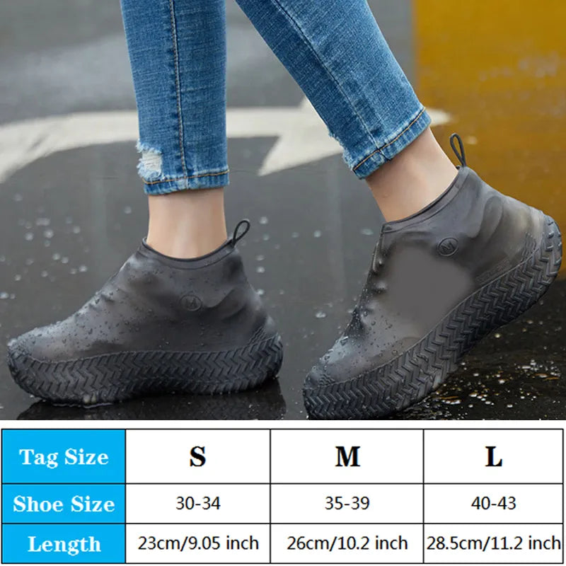 1Pair Reusable Waterproof Rain Shoes Covers Silicone Outdoor Rain Boot Overshoes Walking Shoes Accessories Reusable Shoe Cover