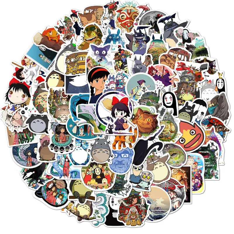 10/50/54/100Pcs Japanese Anime Stickers Ghibli Hayao Miyazaki Totoro Spirited Away Princess Mononoke KiKi Stationery Sticker