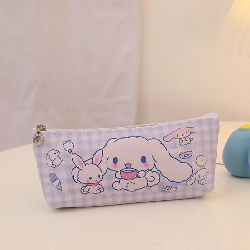 Kawaii Anime Sanrio Kuromi Large Pencil Case Plush Bag Toys Makeup Girl Children's Stationery