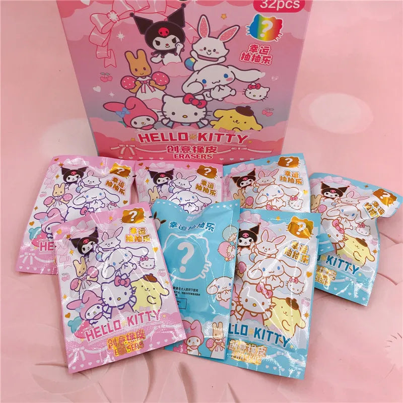 Sanrio Cartoon Random 1bag Eraser Student School Supplies Anime Figures Hello Kitty Melody Kuromi Cinnamoroll Stationery Eraser