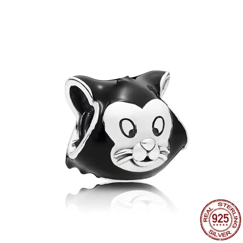 Authentic 925 Sterling Silver Pet Cat Dangle Charm Kitten Bead Fit Original Pandora Bracelet Necklace Jewelry For Women Gift