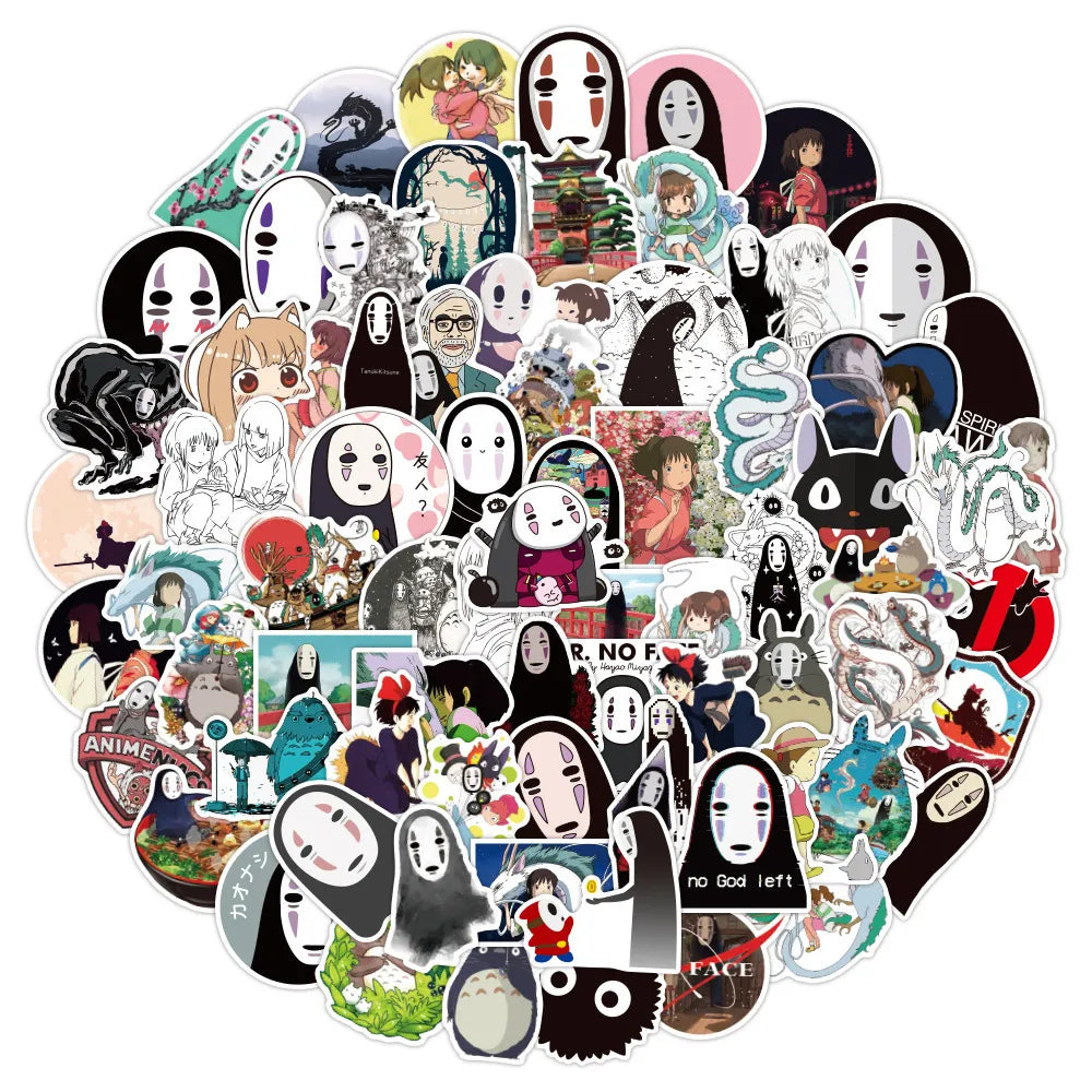 10/50/54/100Pcs Japanese Anime Stickers Ghibli Hayao Miyazaki Totoro Spirited Away Princess Mononoke KiKi Stationery Sticker