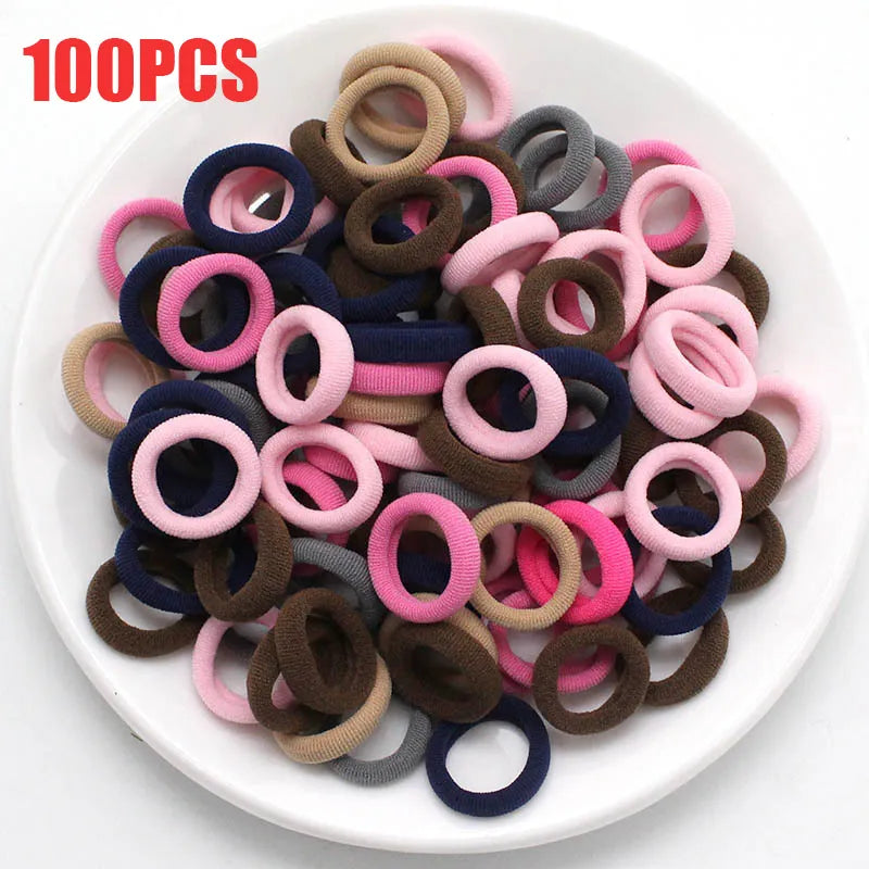 100/300PCS/Set Women Girls Colorful Nylon Elastic Hair Bands Ponytail Hold Hair Tie Rubber Bands Scrunchie Hair Accessories