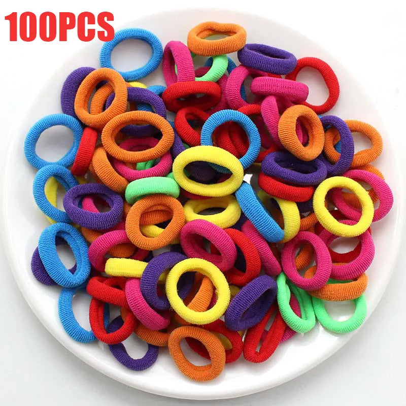 100/300PCS/Set Women Girls Colorful Nylon Elastic Hair Bands Ponytail Hold Hair Tie Rubber Bands Scrunchie Hair Accessories