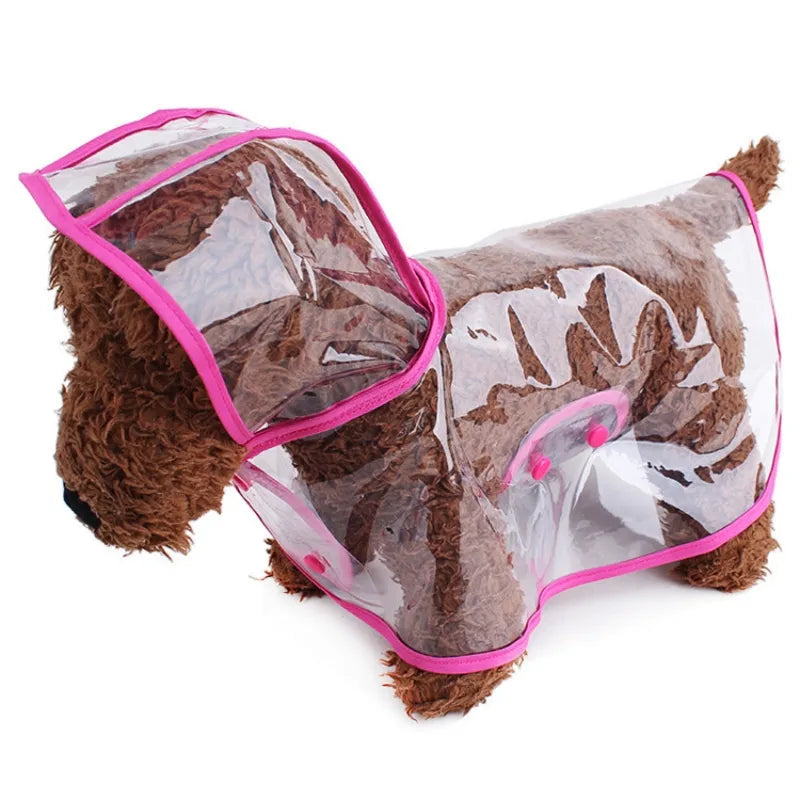 Pet Dog Puppy Transparent Rainwear Raincoat Pet Hooded Waterproof Jacket Clothes Soft PVC Raincoat Suitable For Small Dogs