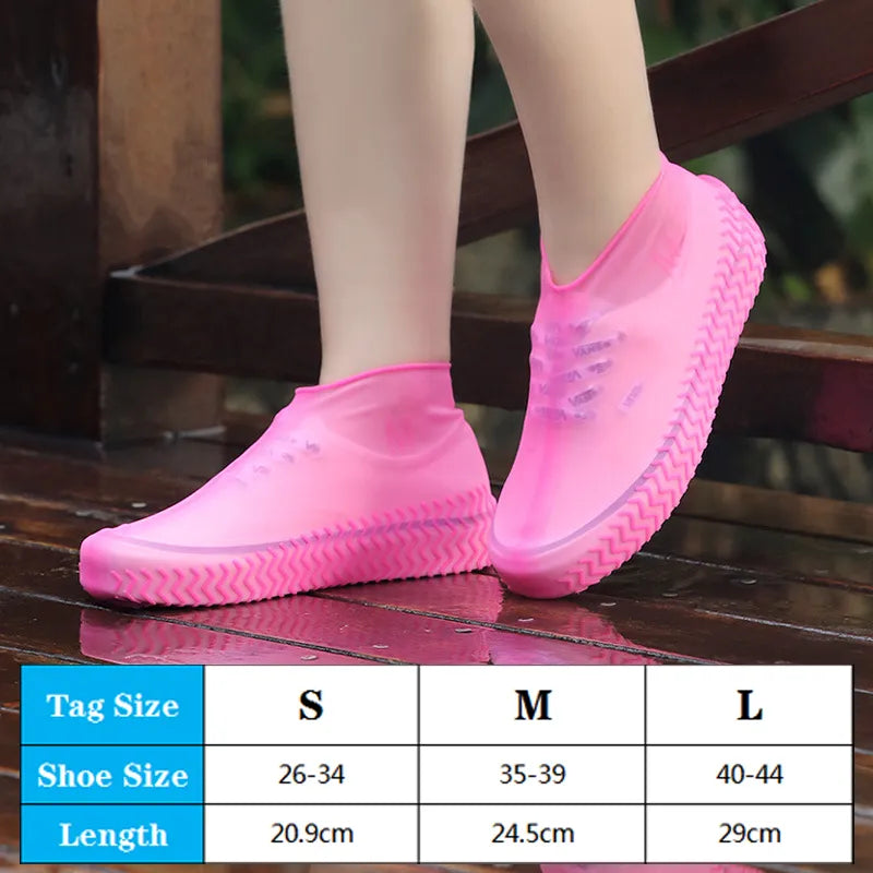 1Pair Reusable Waterproof Rain Shoes Covers Silicone Outdoor Rain Boot Overshoes Walking Shoes Accessories Reusable Shoe Cover