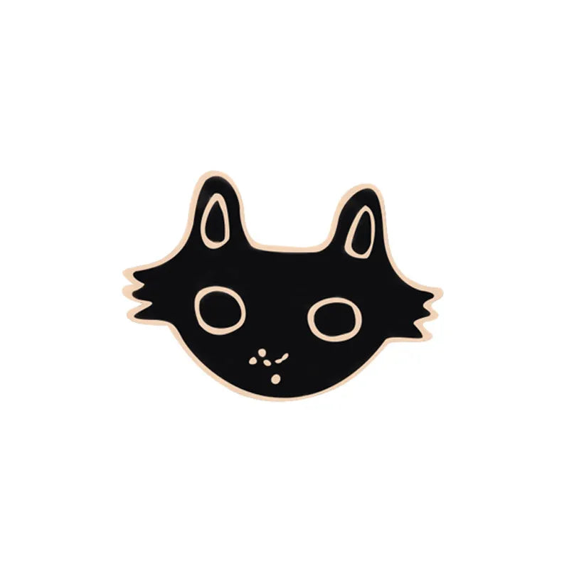 Cute Black White Cats Enamel Pins Dried Fish Bag Brooch Cartoon Animal Badges Denim Lapel Pin Jewelry Gift for Kids Best Friends