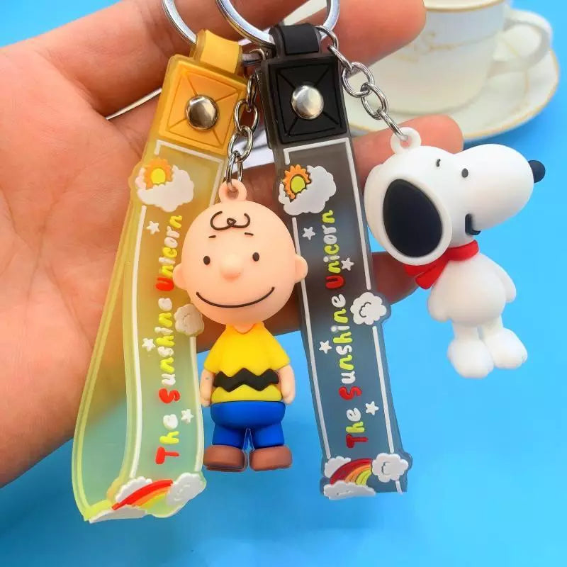 Kawaii Snoopy Charlie Brown Plushie Cartoon Cute Dolls Ins Pvc Bag Charm Keychain Anime Plush Toys for Girl Birthday Gift