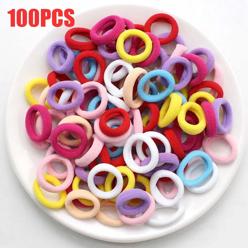 100/300PCS/Set Women Girls Colorful Nylon Elastic Hair Bands Ponytail Hold Hair Tie Rubber Bands Scrunchie Hair Accessories