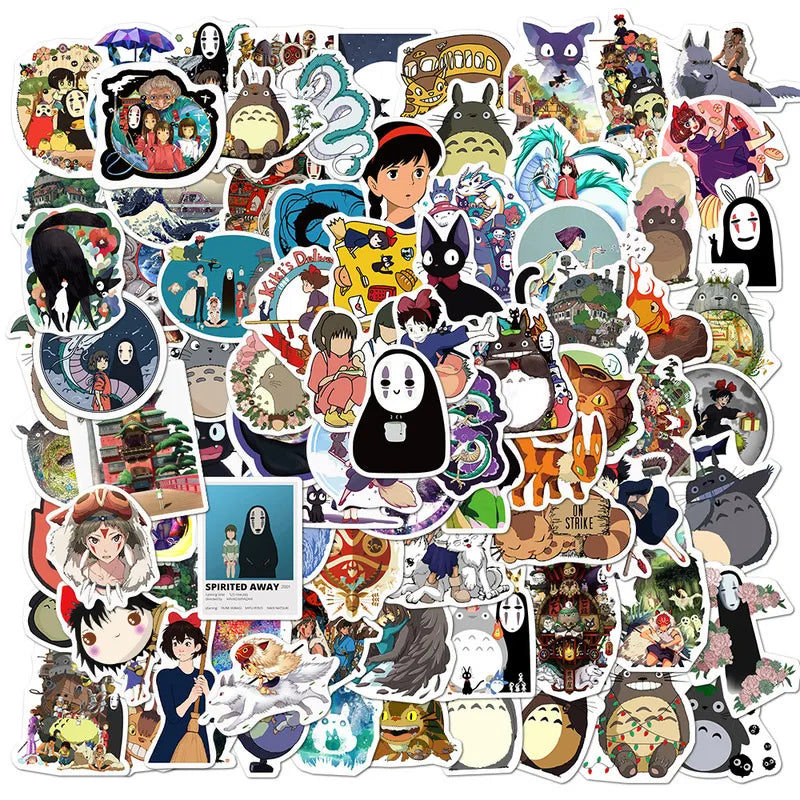 10/50/54/100Pcs Japanese Anime Stickers Ghibli Hayao Miyazaki Totoro Spirited Away Princess Mononoke KiKi Stationery Sticker