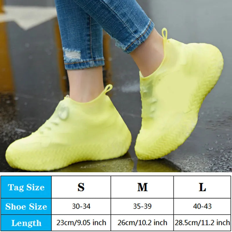 1Pair Reusable Waterproof Rain Shoes Covers Silicone Outdoor Rain Boot Overshoes Walking Shoes Accessories Reusable Shoe Cover