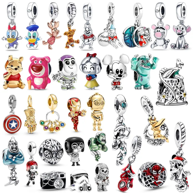 Disney STARWARS Marvel Hero Tinker bell Charms 925 Sterling Silver Original Charms Fit For Pandora Bracelet DIY Jewelry Making