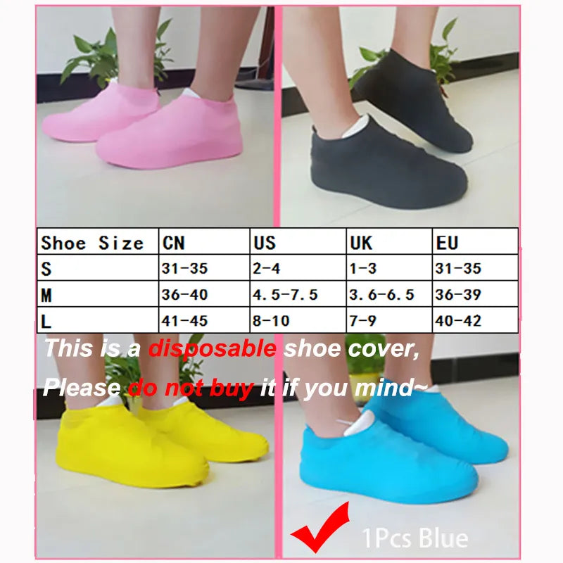 1Pair Reusable Waterproof Rain Shoes Covers Silicone Outdoor Rain Boot Overshoes Walking Shoes Accessories Reusable Shoe Cover