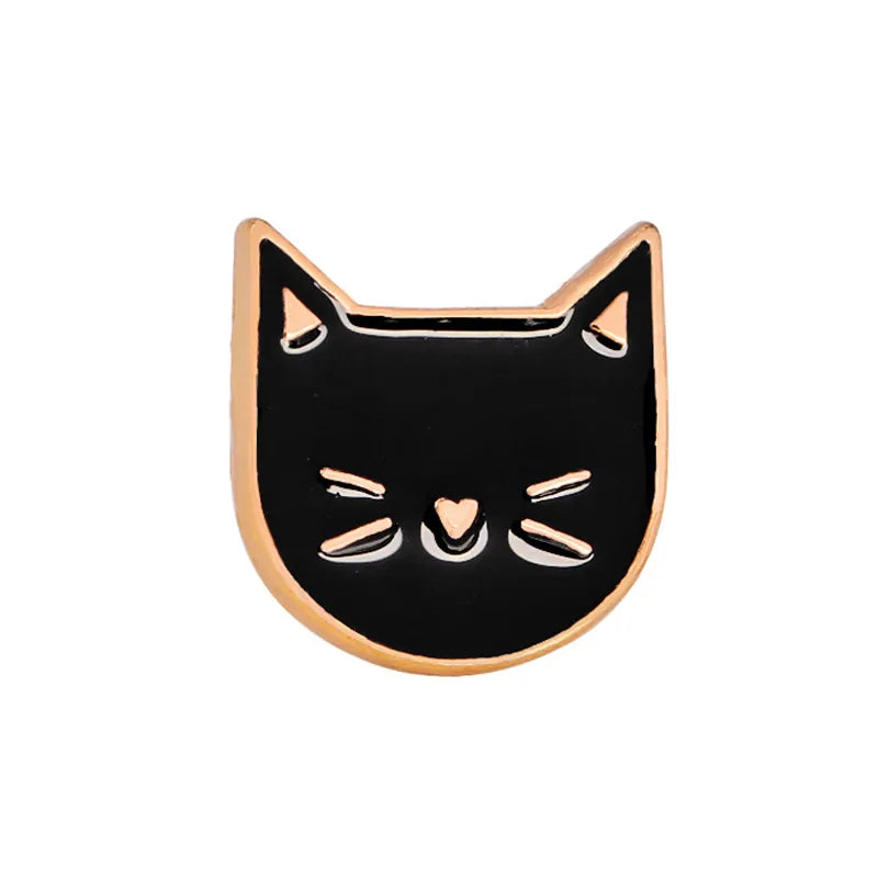 Cute Black White Cats Enamel Pins Dried Fish Bag Brooch Cartoon Animal Badges Denim Lapel Pin Jewelry Gift for Kids Best Friends