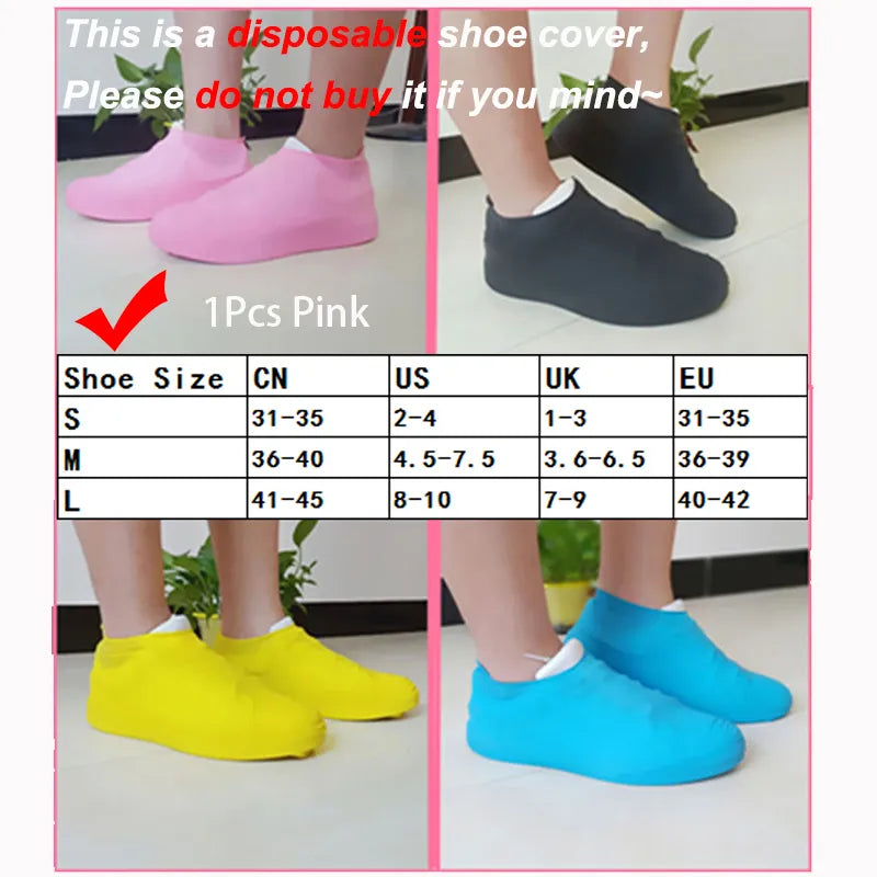 1Pair Reusable Waterproof Rain Shoes Covers Silicone Outdoor Rain Boot Overshoes Walking Shoes Accessories Reusable Shoe Cover