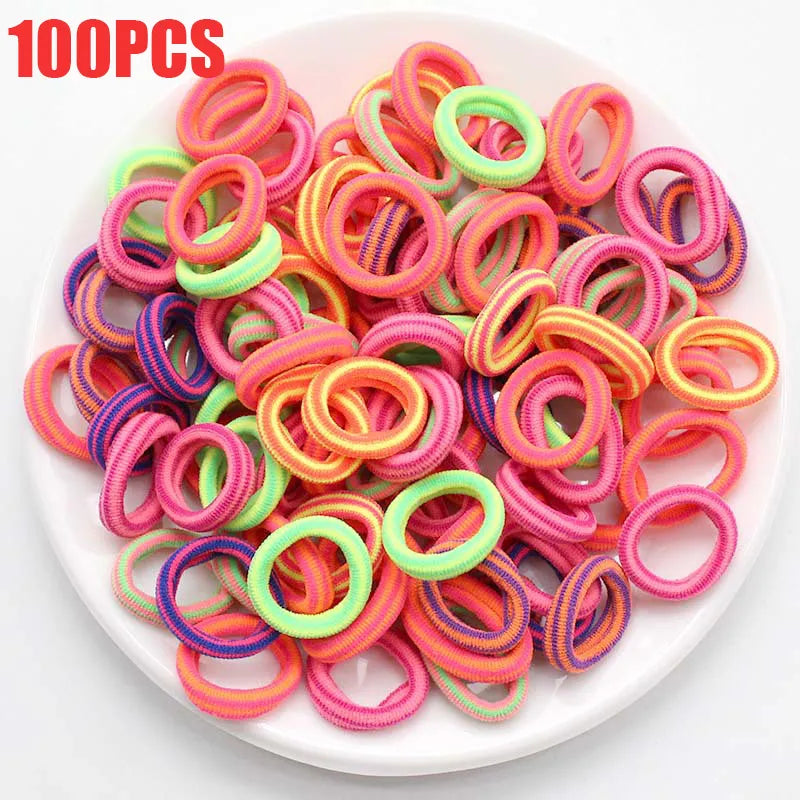 100/300PCS/Set Women Girls Colorful Nylon Elastic Hair Bands Ponytail Hold Hair Tie Rubber Bands Scrunchie Hair Accessories