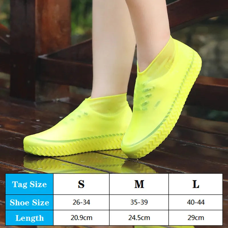 1Pair Reusable Waterproof Rain Shoes Covers Silicone Outdoor Rain Boot Overshoes Walking Shoes Accessories Reusable Shoe Cover