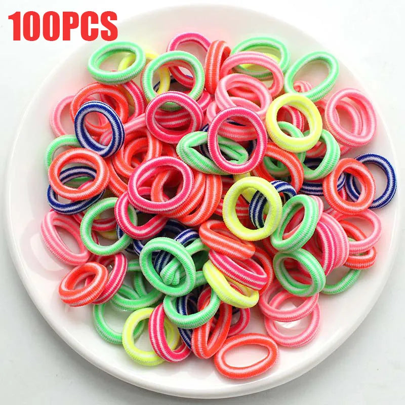 100/300PCS/Set Women Girls Colorful Nylon Elastic Hair Bands Ponytail Hold Hair Tie Rubber Bands Scrunchie Hair Accessories