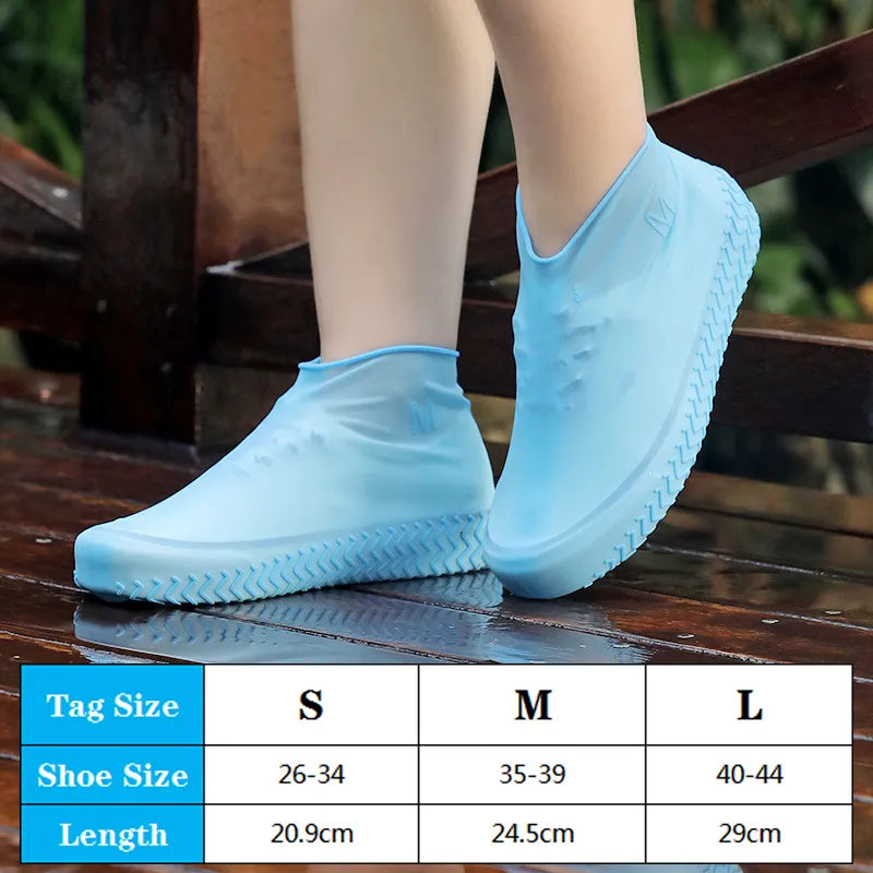 1Pair Reusable Waterproof Rain Shoes Covers Silicone Outdoor Rain Boot Overshoes Walking Shoes Accessories Reusable Shoe Cover