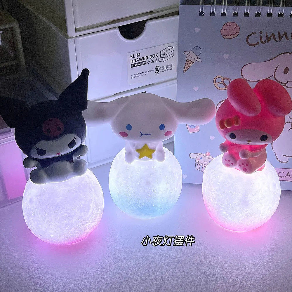 Sanrio Hello Kitty Kuromi Cinnamoroll Night Light Glowing Children Toy Bedside Lamp Anime Kawaii Cute Children Kid Present Gifts