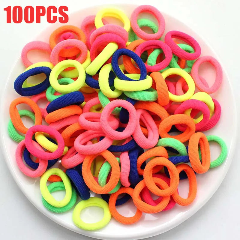 100/300PCS/Set Women Girls Colorful Nylon Elastic Hair Bands Ponytail Hold Hair Tie Rubber Bands Scrunchie Hair Accessories