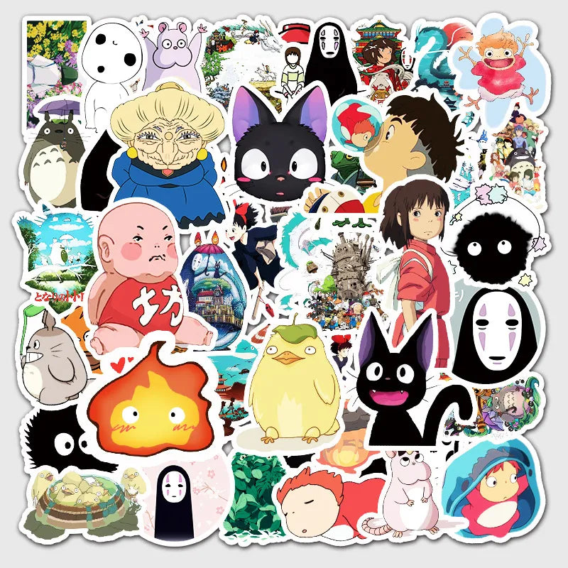 10/50/54/100Pcs Japanese Anime Stickers Ghibli Hayao Miyazaki Totoro Spirited Away Princess Mononoke KiKi Stationery Sticker