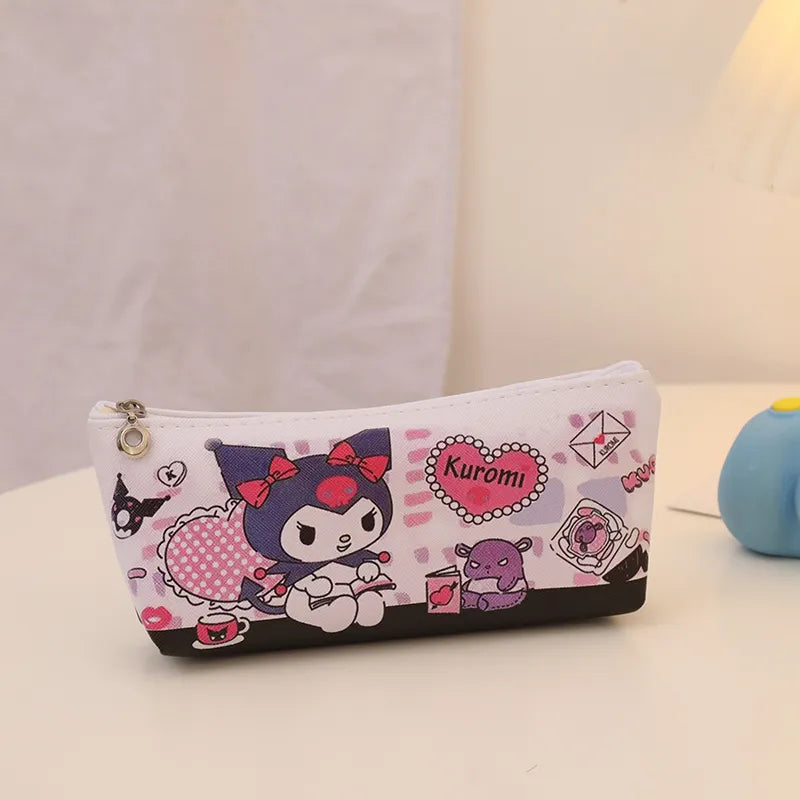 Kawaii Anime Sanrio Kuromi Large Pencil Case Plush Bag Toys Makeup Girl Children's Stationery