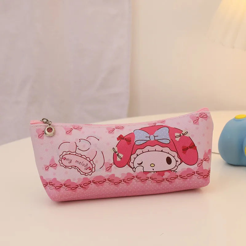 Kawaii Anime Sanrio Kuromi Large Pencil Case Plush Bag Toys Makeup Girl Children's Stationery