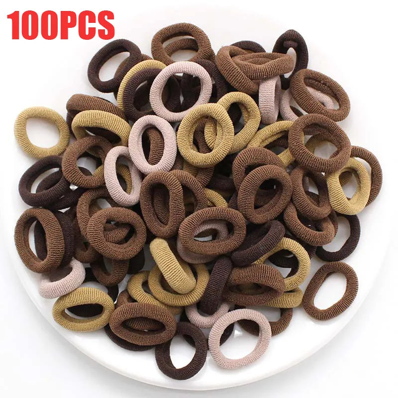 100/300PCS/Set Women Girls Colorful Nylon Elastic Hair Bands Ponytail Hold Hair Tie Rubber Bands Scrunchie Hair Accessories