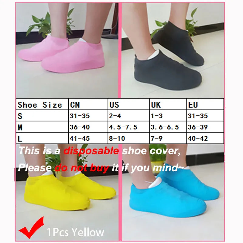 1Pair Reusable Waterproof Rain Shoes Covers Silicone Outdoor Rain Boot Overshoes Walking Shoes Accessories Reusable Shoe Cover