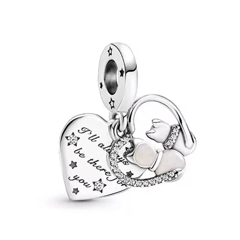 Authentic 925 Sterling Silver Pet Cat Dangle Charm Kitten Bead Fit Original Pandora Bracelet Necklace Jewelry For Women Gift