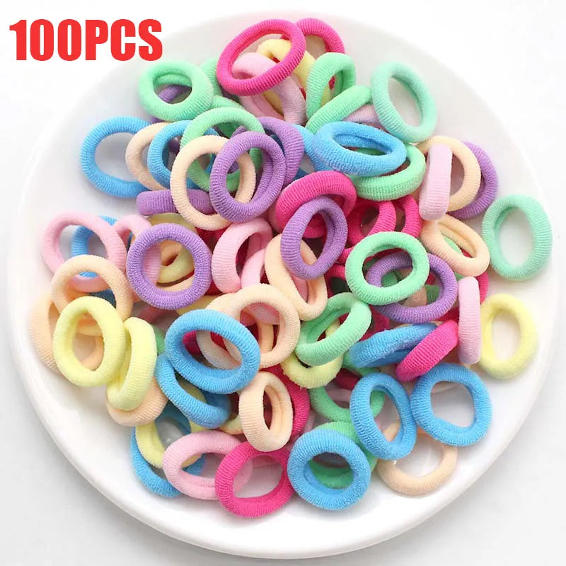 100/300PCS/Set Women Girls Colorful Nylon Elastic Hair Bands Ponytail Hold Hair Tie Rubber Bands Scrunchie Hair Accessories