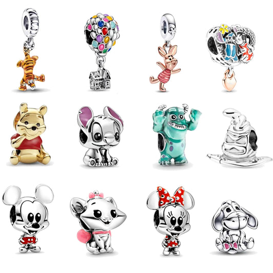 Mickey Minnie Mouse Alloy Pendant Winnie Pooh Disney Stitch Pendants Fit Charms Bracelet Women Cartoon Beads DIY Accessories